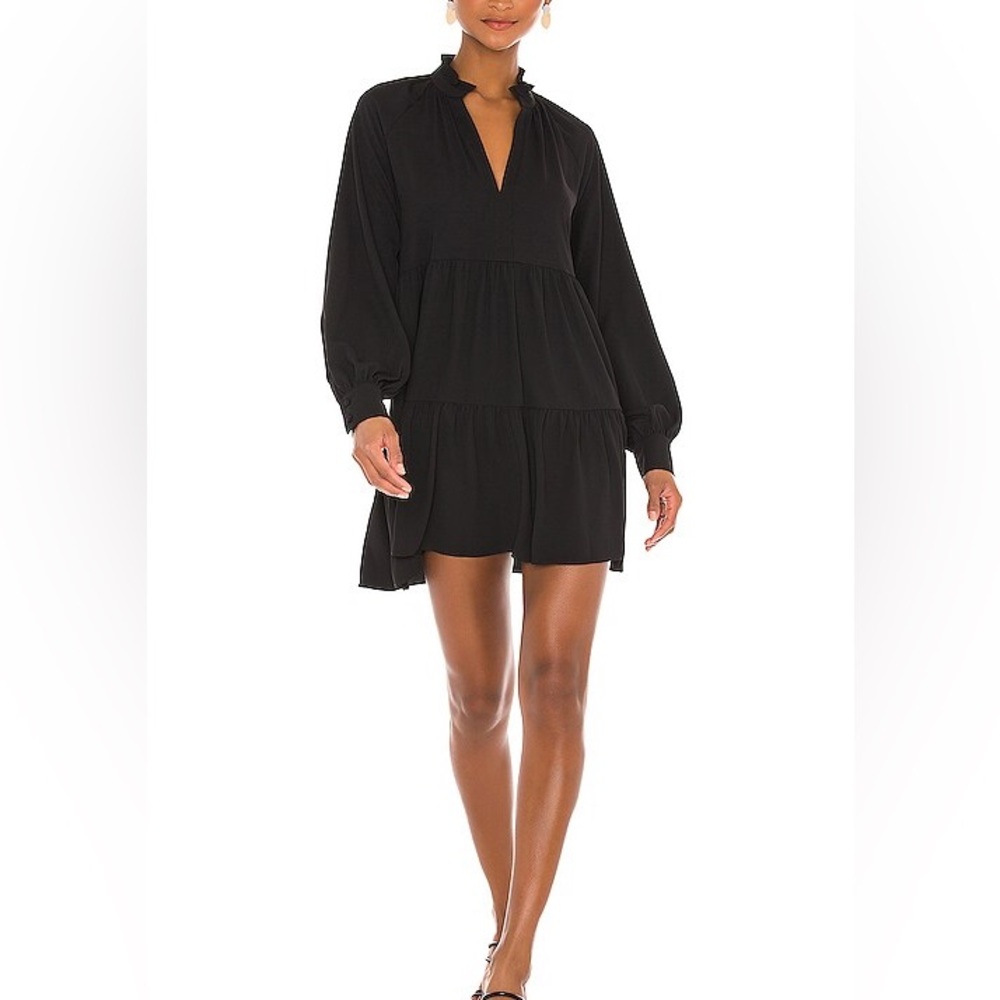 Amanda Uprichard Saffron Black Long Sleeve Mini Dress | S